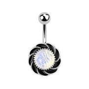 Banane argentée avec boule tourbillon pierre opalite