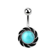 Banana silver with ball swirl turquoise stone