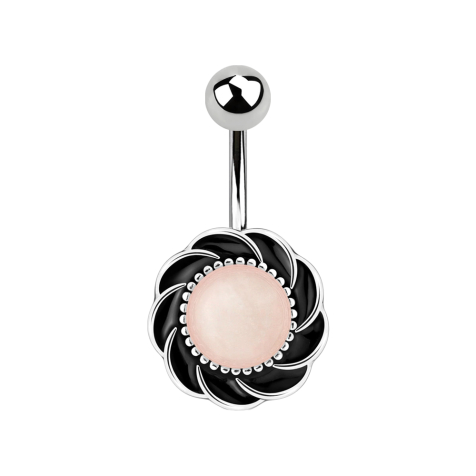 Banana silver with ball swirl rose quartz stone