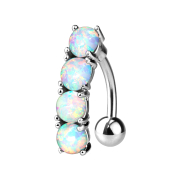 Banana in argento con sfera quattro opali bianchi