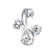 Banane silber mit Kugel Rebe mit vier Kristallen silber