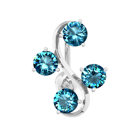 Banana silver with ball vine with four crystals aqua