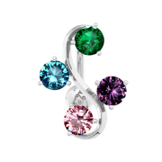 Banane silber mit Kugel Rebe mit vier Kristallen farbig