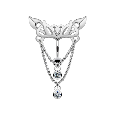 Banane silber mit Kugel Kronleuchter Kette mit Kristall silber