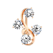 Banane rosegold mit Kugel Rebe mit vier Kristallen silber