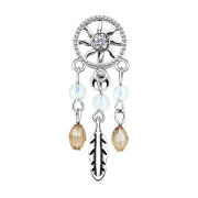 Banana argento con sfera acchiappasogni in cristallo argento