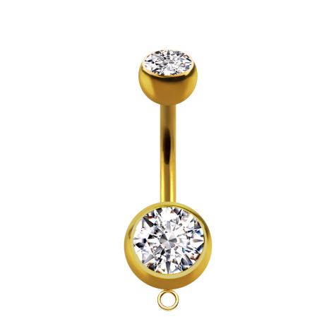 Banane vergoldet mit zwei Kugeln Kristall silber und Ring für Anhänger