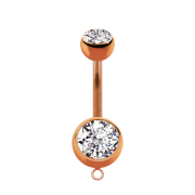 Banana in oro rosa con due sfere di cristallo in argento...