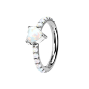 Micro segment ring, foldable, silver, opals and heart on...