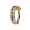 Micro bague segmentée pliable en or rose trois anneaux double rangée de cristaux