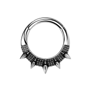 Anello a micro segmenti incernierato in argento a cinque...