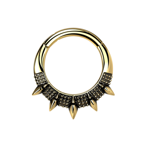 Anello a micro segmenti con cerniera placcata oro a cinque coni