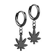 Earring black pendant hemp leaf