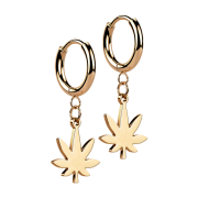 Ohrring rosegold Anhänger Hanfblatt