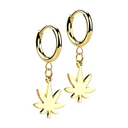 Orecchino placcato oro con pendente a forma di foglia di...