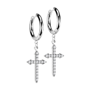 Orecchino dargento con ciondolo Croce celtica e cristalli