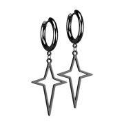 Boucles doreilles noir pendentif croix en étoile