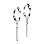 Ohrring silber Anhänger Balken mit Kristallen