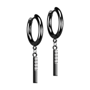 Ohrring schwarz Anhänger Balken mit Kristallen