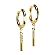 Gold-plated earring pendant bar with crystals