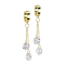 Boucles doreilles à clapet pendentif doré deux chaînes avec cristal