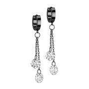 Boucle doreille à rabattre noir pendentif deux...