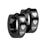 Orecchino pieghevole nero a tre cuori