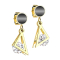 Boucles doreilles plaqué or cercle émaillé pendentif triangle avec cristal