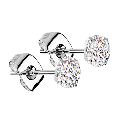 Clous doreilles argent cristal rond argent