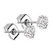 Clous doreilles argent cristal rond argent