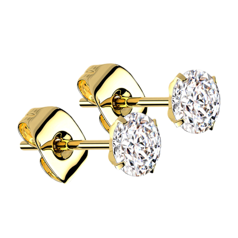 Ohrstecker vergoldet runder Kristall silber