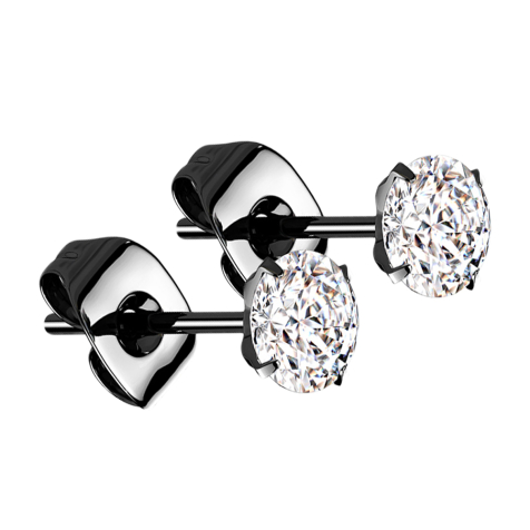 Boucles doreilles noires cristal rond argent
