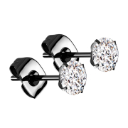 Boucles doreilles noires cristal rond argent
