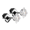 Black square crystal silver stud earrings