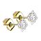 Gold-plated stud earrings with square crystal, silver