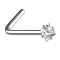 Nose stud angled silver square crystal silver set