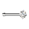 Nose stud straight silver square crystal silver set