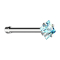 Clous de nez droit argent cristal carré serti aqua