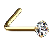 Nasenstecker gewinkelt vergoldet runder Kristall silber...