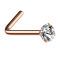 Angled nose stud rose gold round crystal silver set