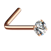 Nasenstecker gewinkelt rosegold runder Kristall silber...