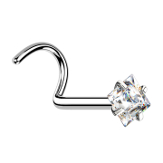 Clous de nez courbes argentés cristal carré...