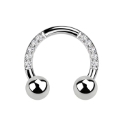 Micro Circular Barbell Silver Crystals with Two Balls
