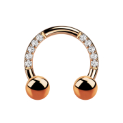 Micro circular barbell rose gold crystals with two balls
