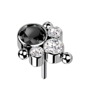 Sans filetage argent trois boules quatre cristaux argent...