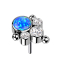 Sans filetage argent trois boules trois cristaux argent opale bleue