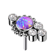 Threadless silber Kugeln vier Kristalle silber Opal violett