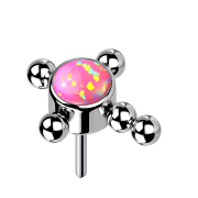 Boules argentées sans filetage, croix, opale rose