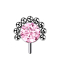 Threadless argent avant demi-fleur boule cristal rose