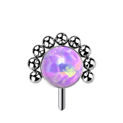 Threadless argent avant demi-fleur boule opale violette